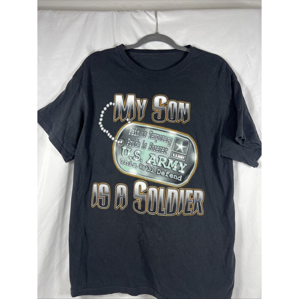 Frontline Apparel My Son Is A Soldier T-shirt Black L Parent Cotton Tee Top